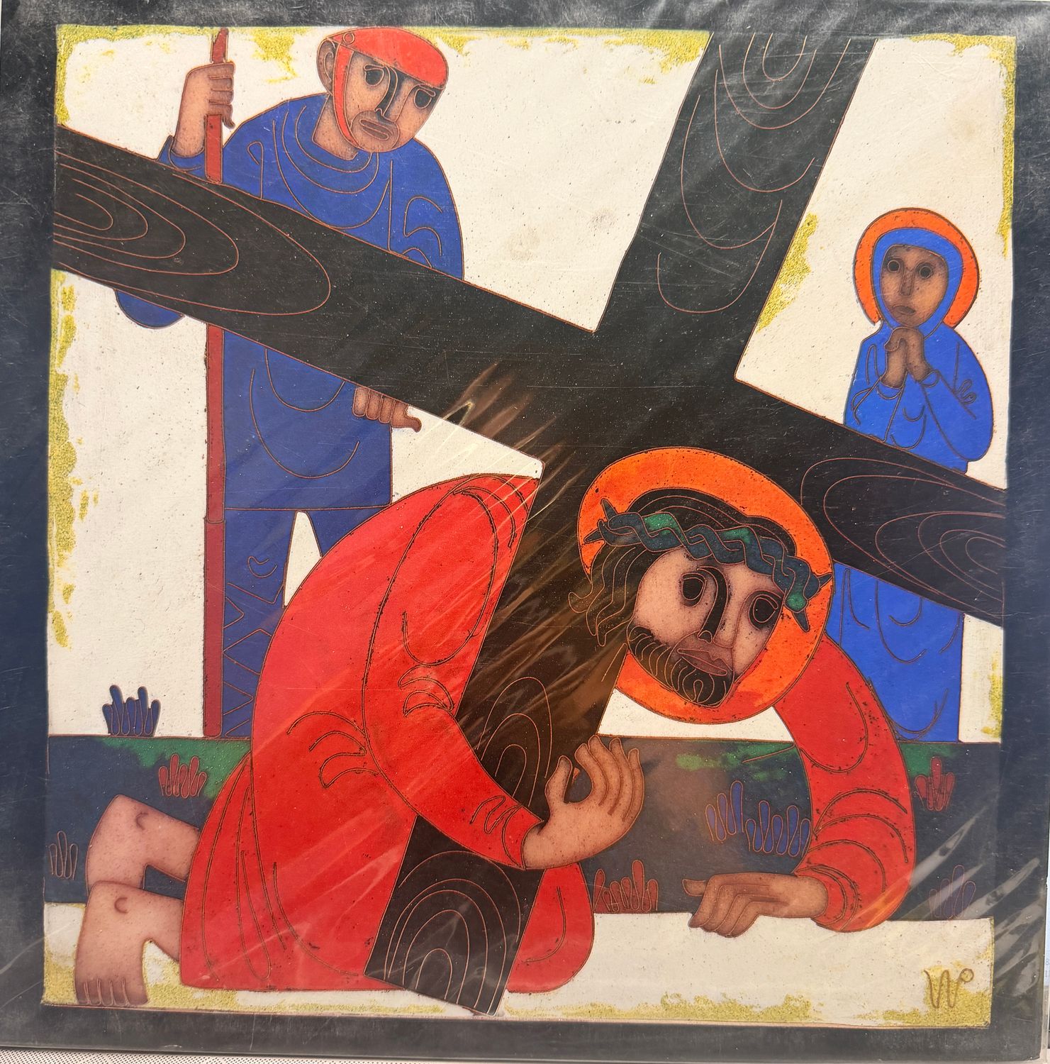 Egino Weinert Stations of the Cross – Christ Beneath the Cross– 12" x 12"