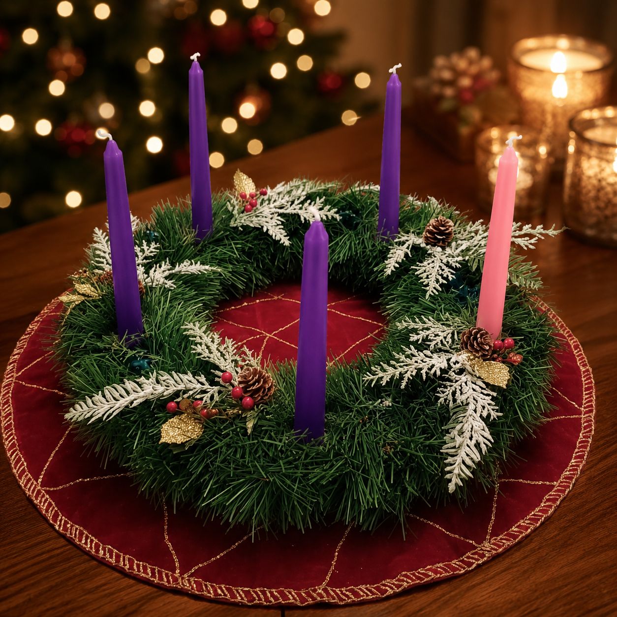 Handmade Advent Wreath &amp; Christmas Centerpiece