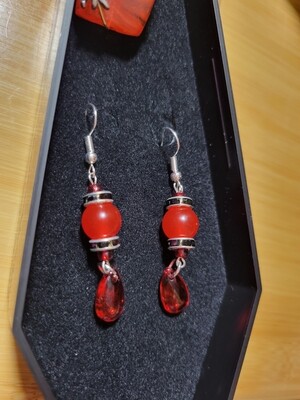 Red Agate Dangle Earrings