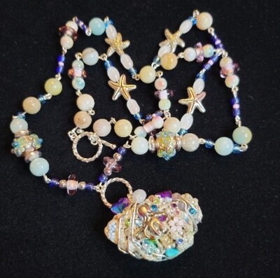  One-of-a-kind, 925 SS. Hand-Beaded Necklace
