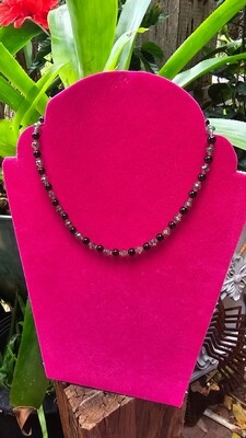Garnet and Chrystal Beaded Collarbone Necklace