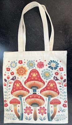 Folk Art Mushroom Tote Bag