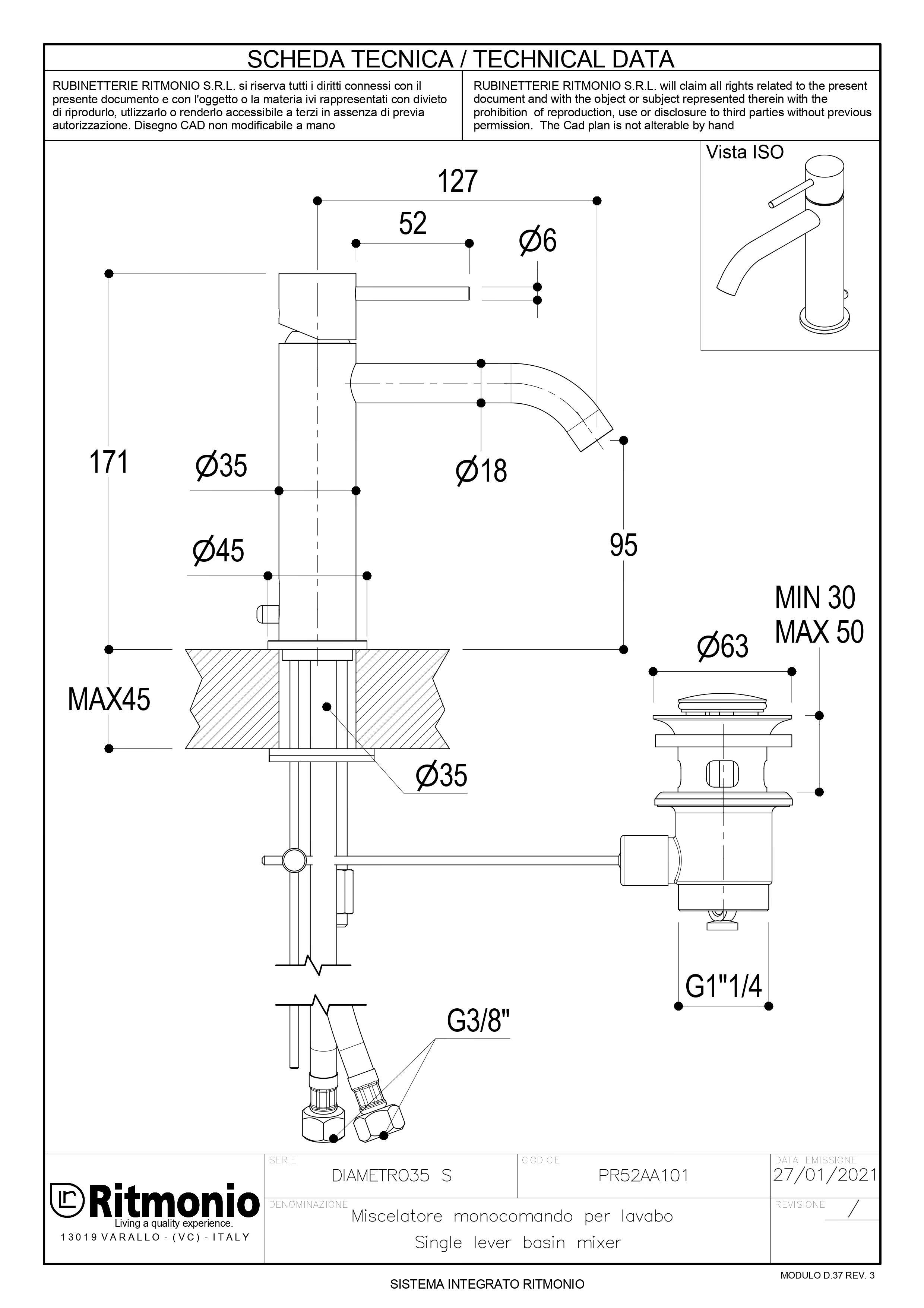 RUBINETTERIA LAVABO RITMONIO 35S