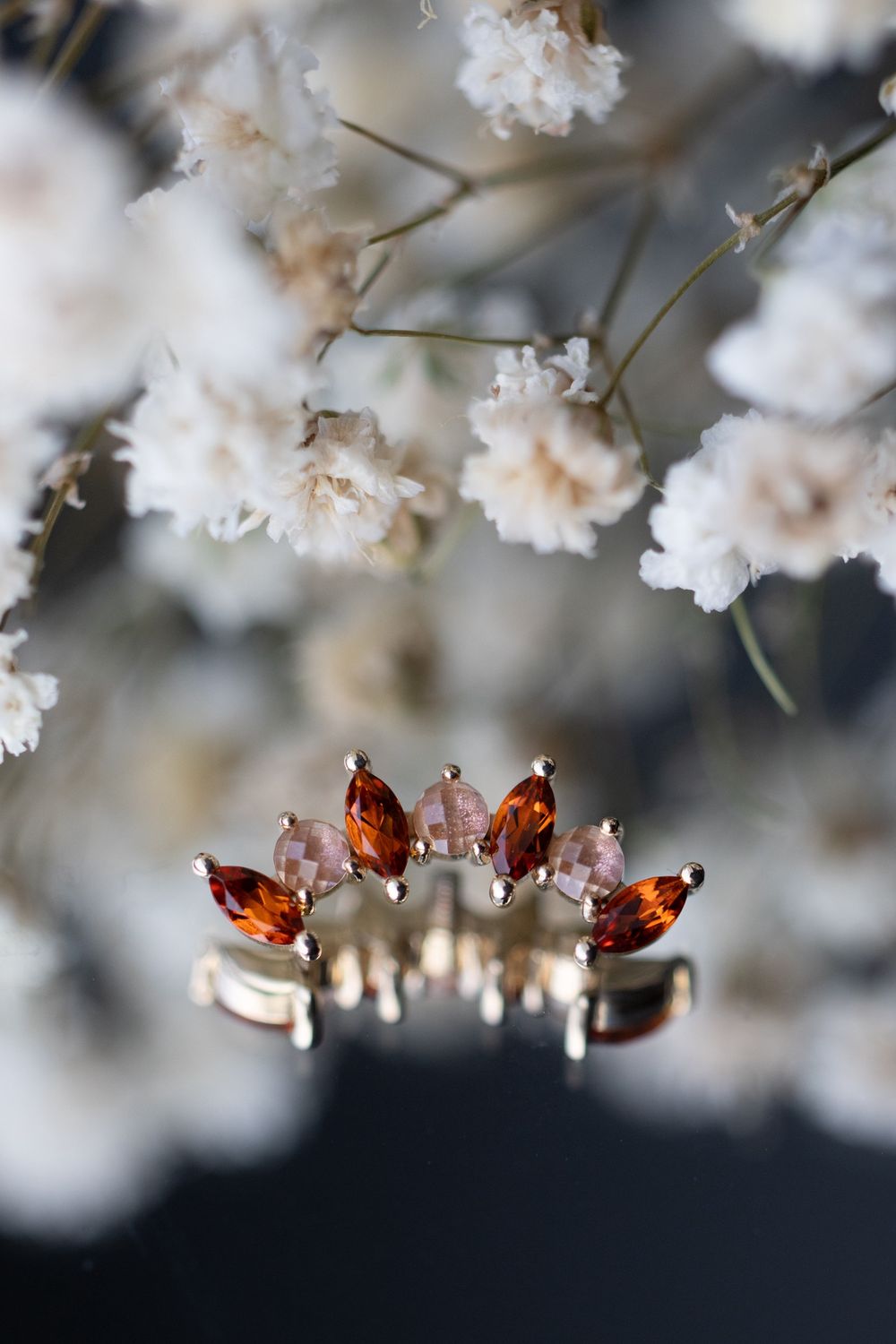 14/12ga Threaded Sara - 17mm, Gem: Madeira Citrine &amp; Rose Cut Oregon Sunstone, Material: YG