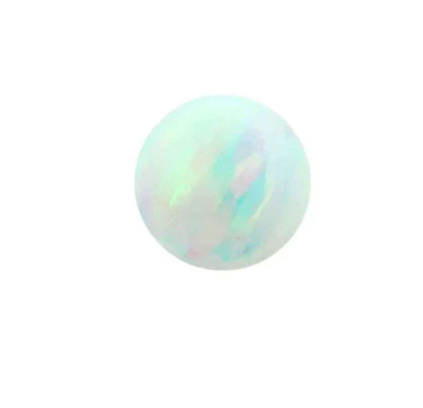 Titanium Threaded Bezel Set Cabochon, Diameter: 4mm, Gauge: 14/12ga, Gem: White Opal