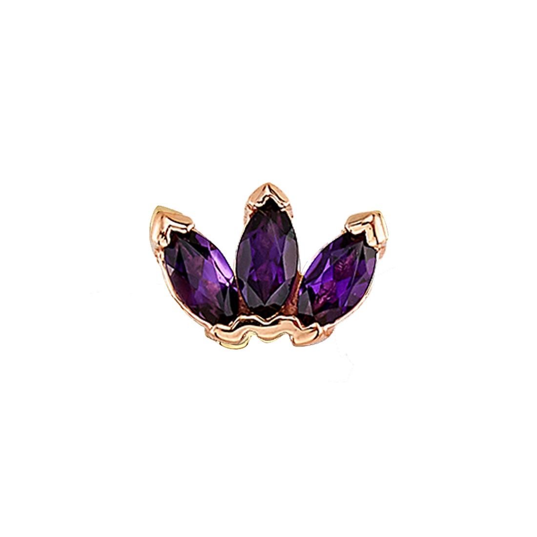 Threadless Marquise Fan - 3x1.5mm, Material: WG, Gem: Faceted Rainbow Moonstone &amp; Sandblasted Chrysopras