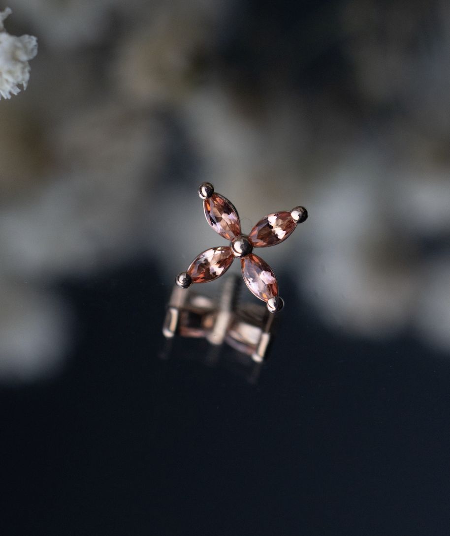 14/12ga Threaded Illium - 8mm, Gem: Peach Topaz, Material: RG