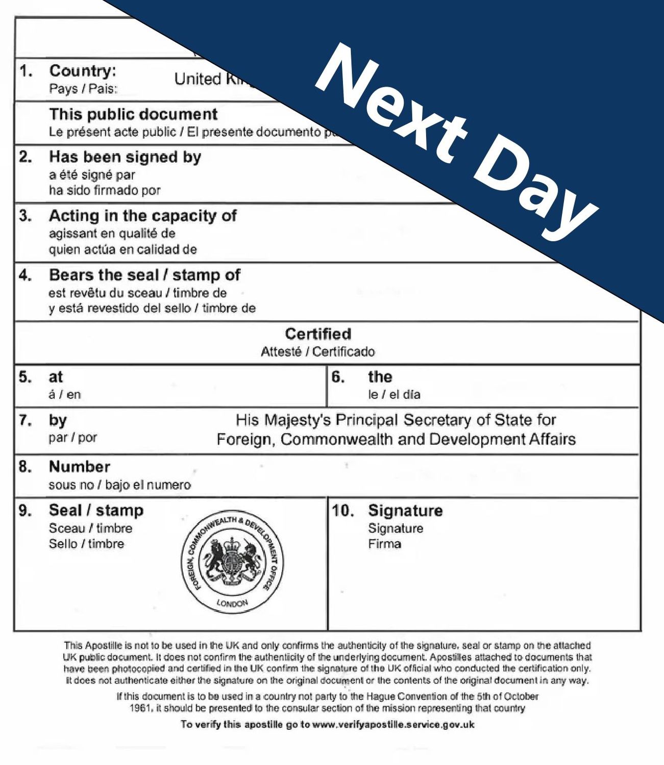 Next Day Apostille