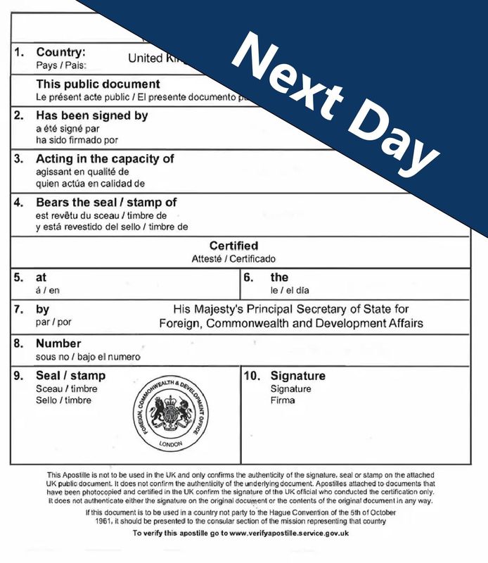 Next Day Apostille
