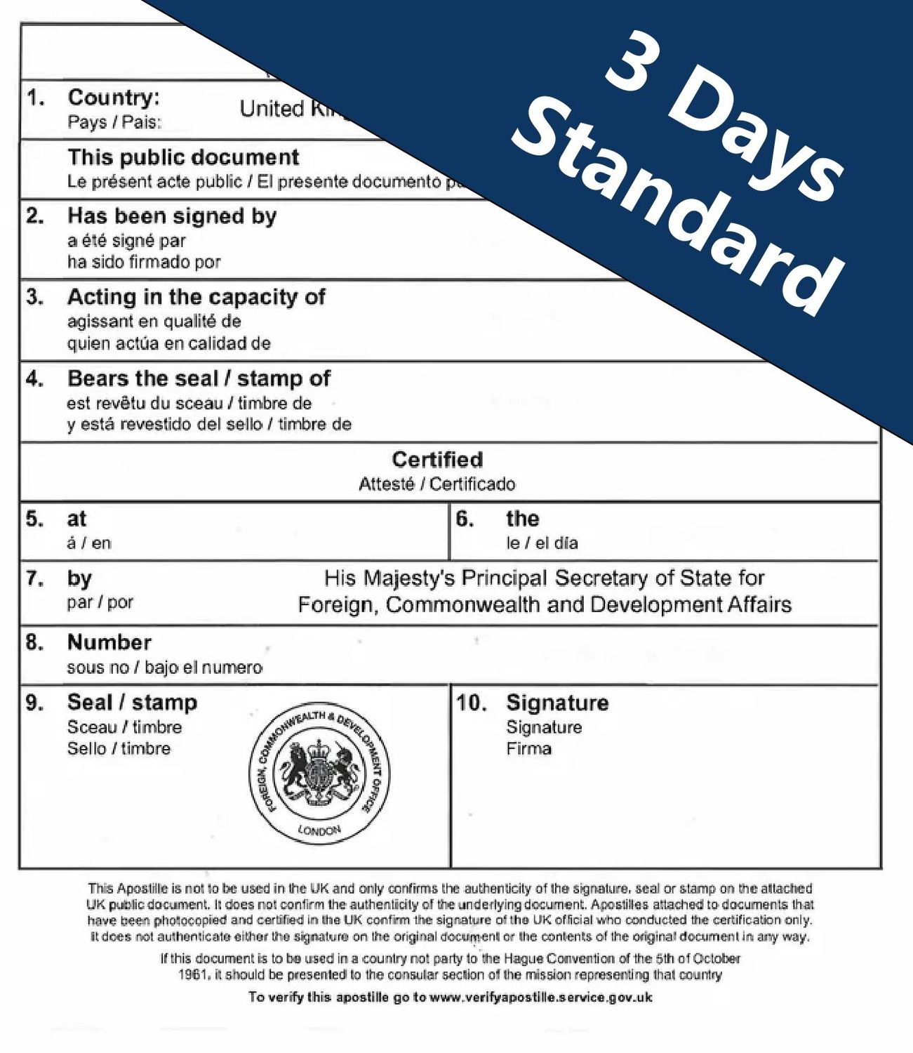 3 Days Standard Apostille