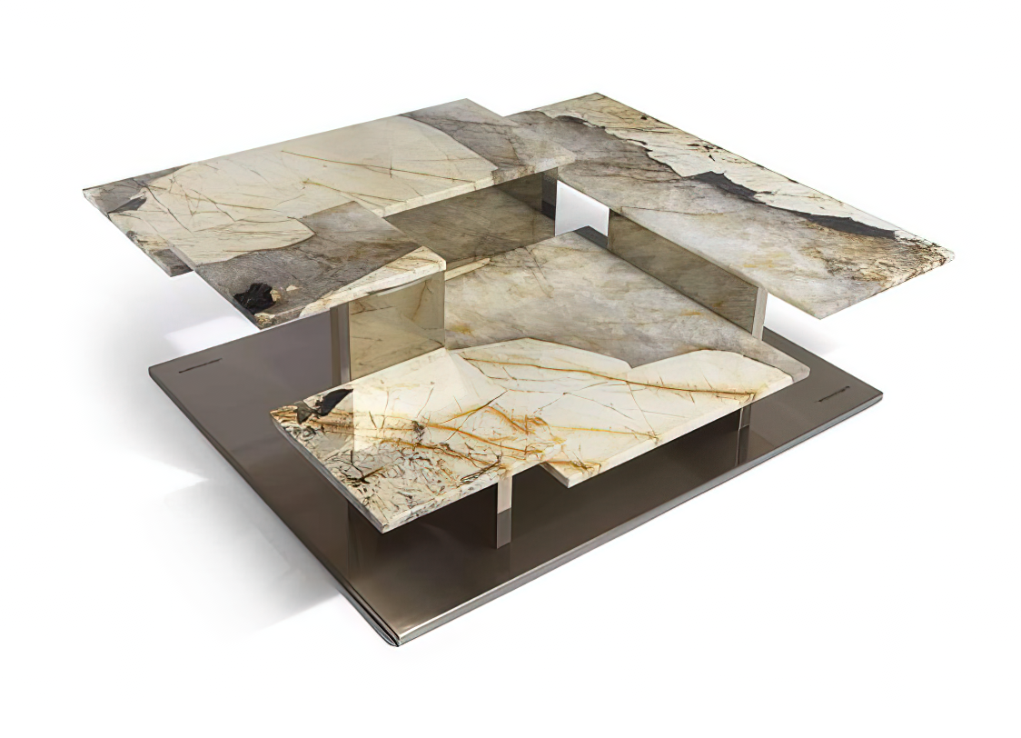 Metal and marble coffee table