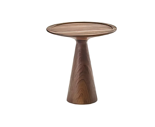 Conical wooden pedestal table