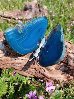 Vlinder edelsteen blauwe agaat