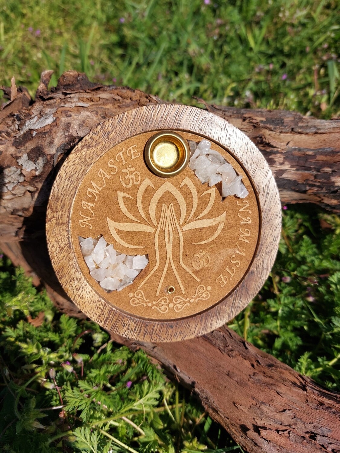 Wierook houder rond &quot;rozenkwarts Namasté&quot;