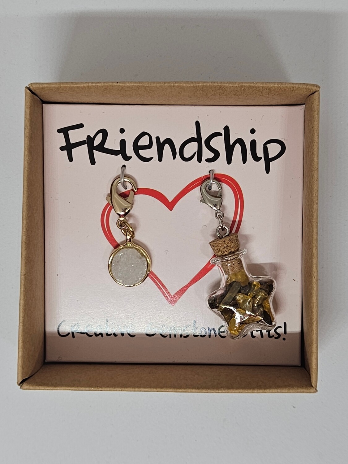 Friendship Creative Gemstone Gift, Edelstenen: Tijgeroog, Barnsteen en Angel Aura