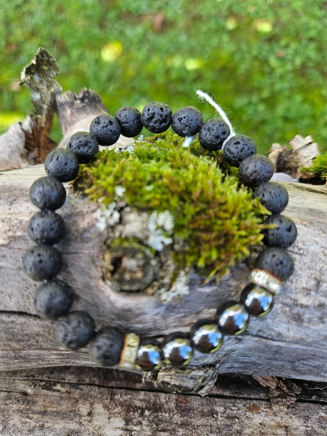 Armband Lavasteen + edelsteen