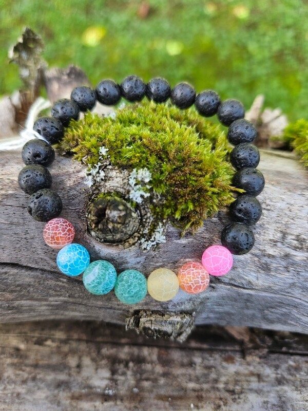Armband Lavasteen chakra&#39;s
