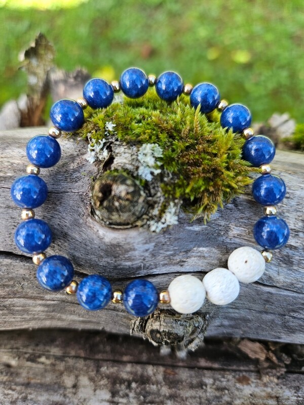 Armband Lavasteen wit