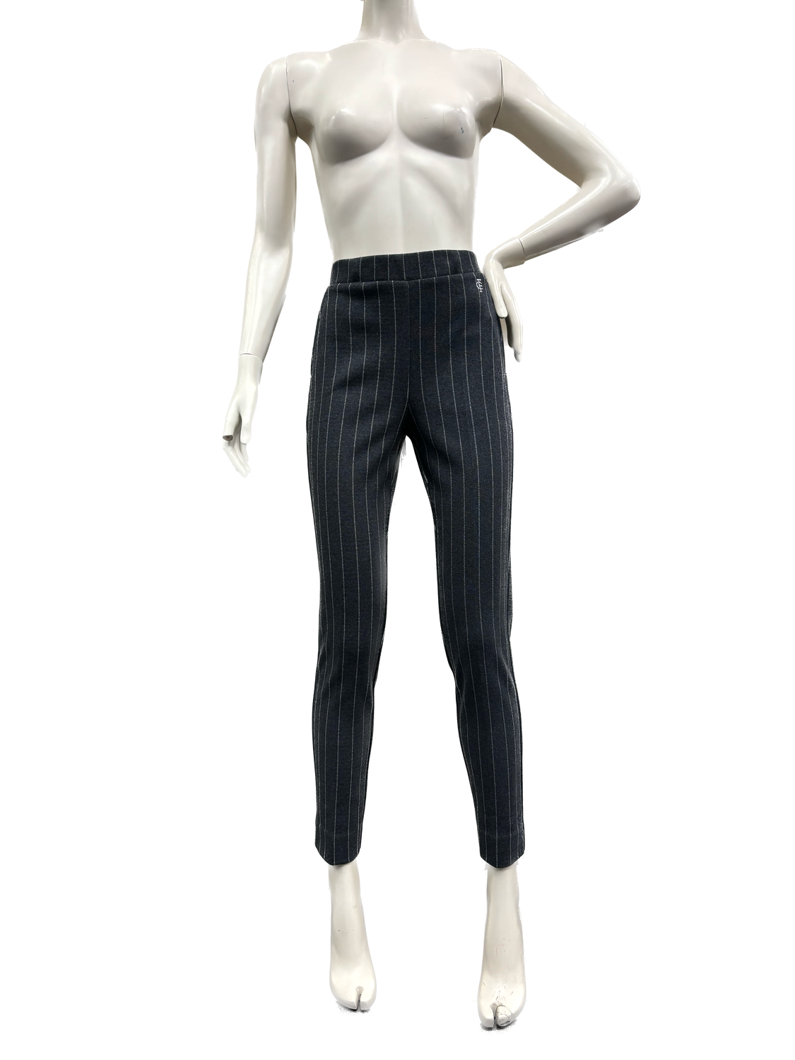 pantalone gessato con elastico in vita Carla Ferroni 17769