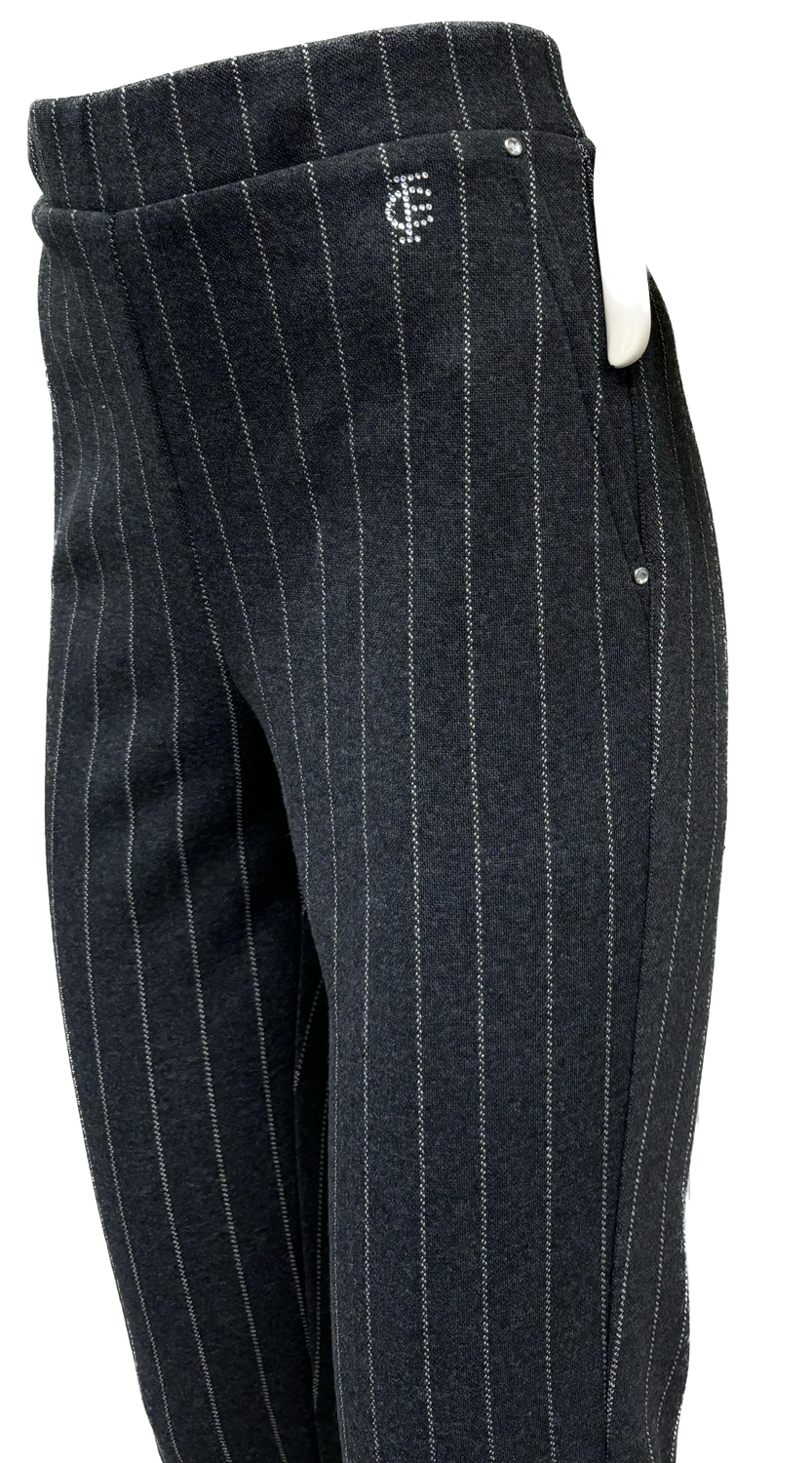 pantalone gessato con elastico in vita Carla Ferroni 17769