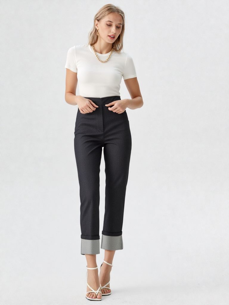 pantalone jeans con elastico in vita Carla Ferroni 70002