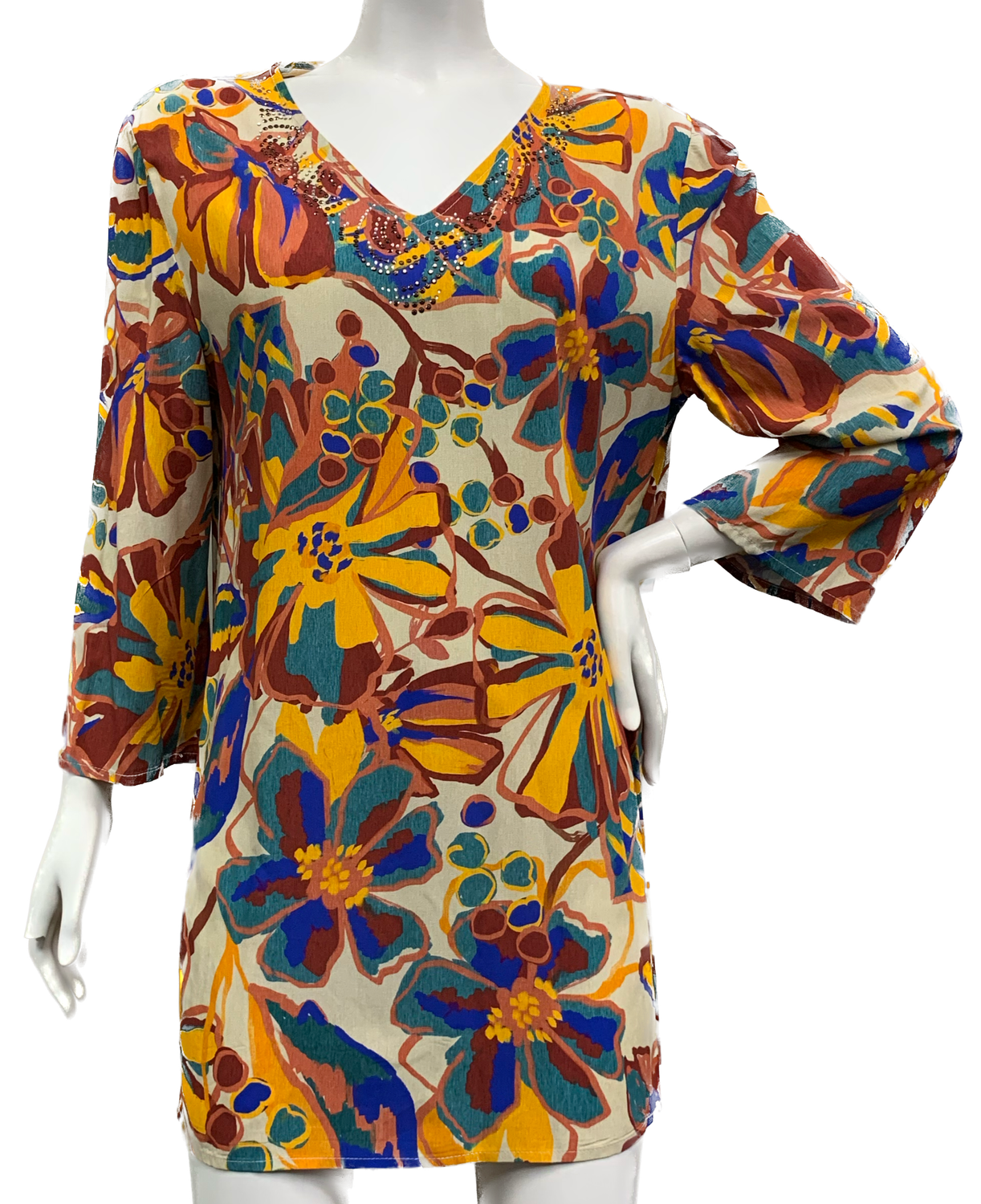 Casacca Caftano con scollo a V  con strass 10334