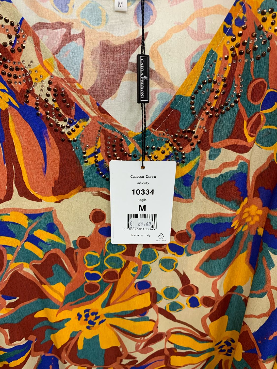 Casacca Caftano con scollo a V  con strass 10334