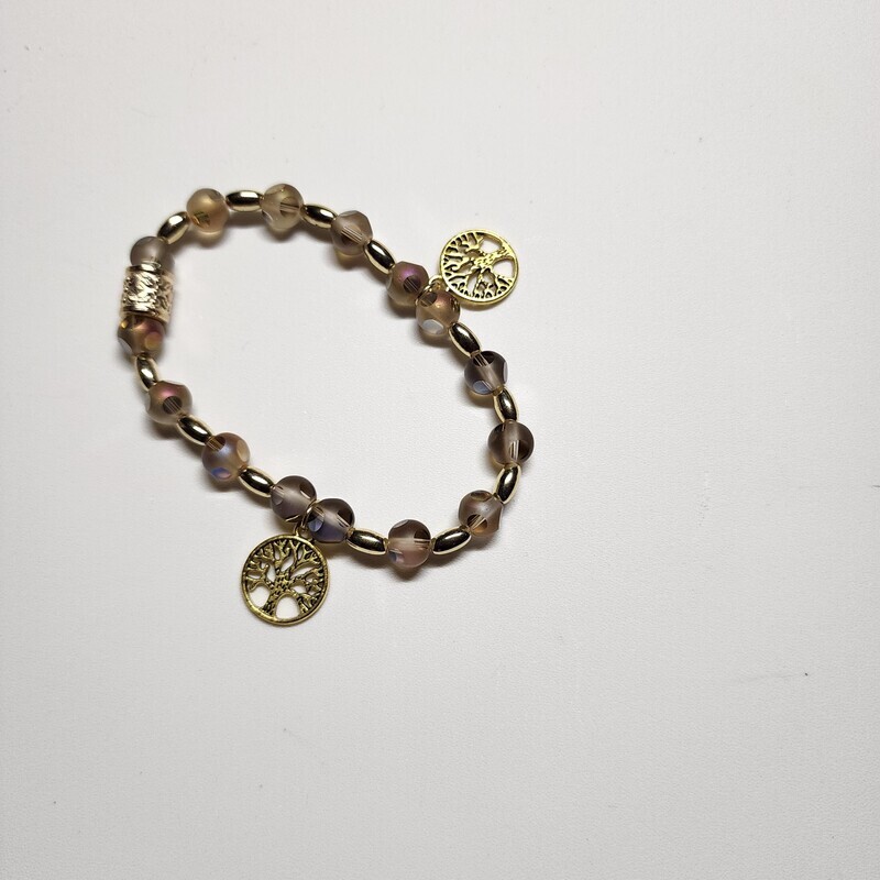 Yellow bracelet with tree of life charms