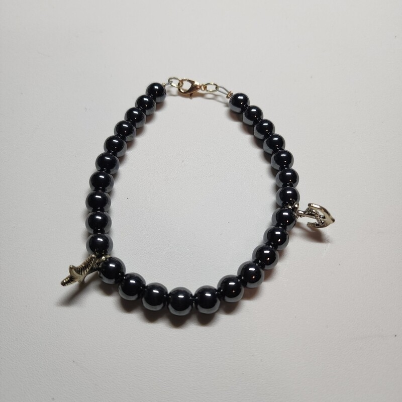 Black hematite with charms 