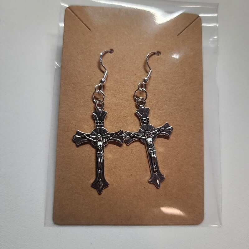 Silver crucifix earrings 