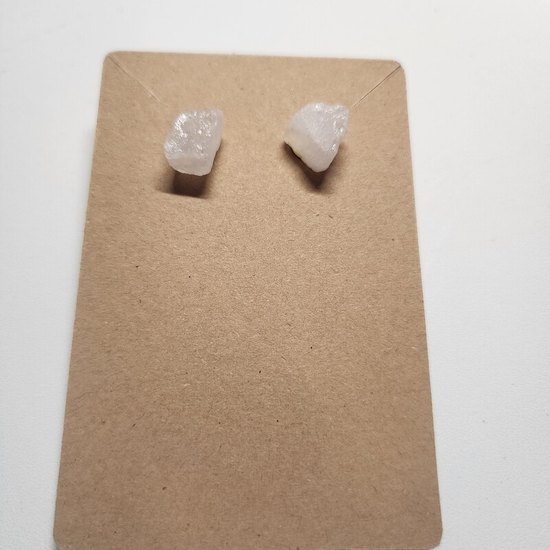 Rough cut rose quartz earrings 