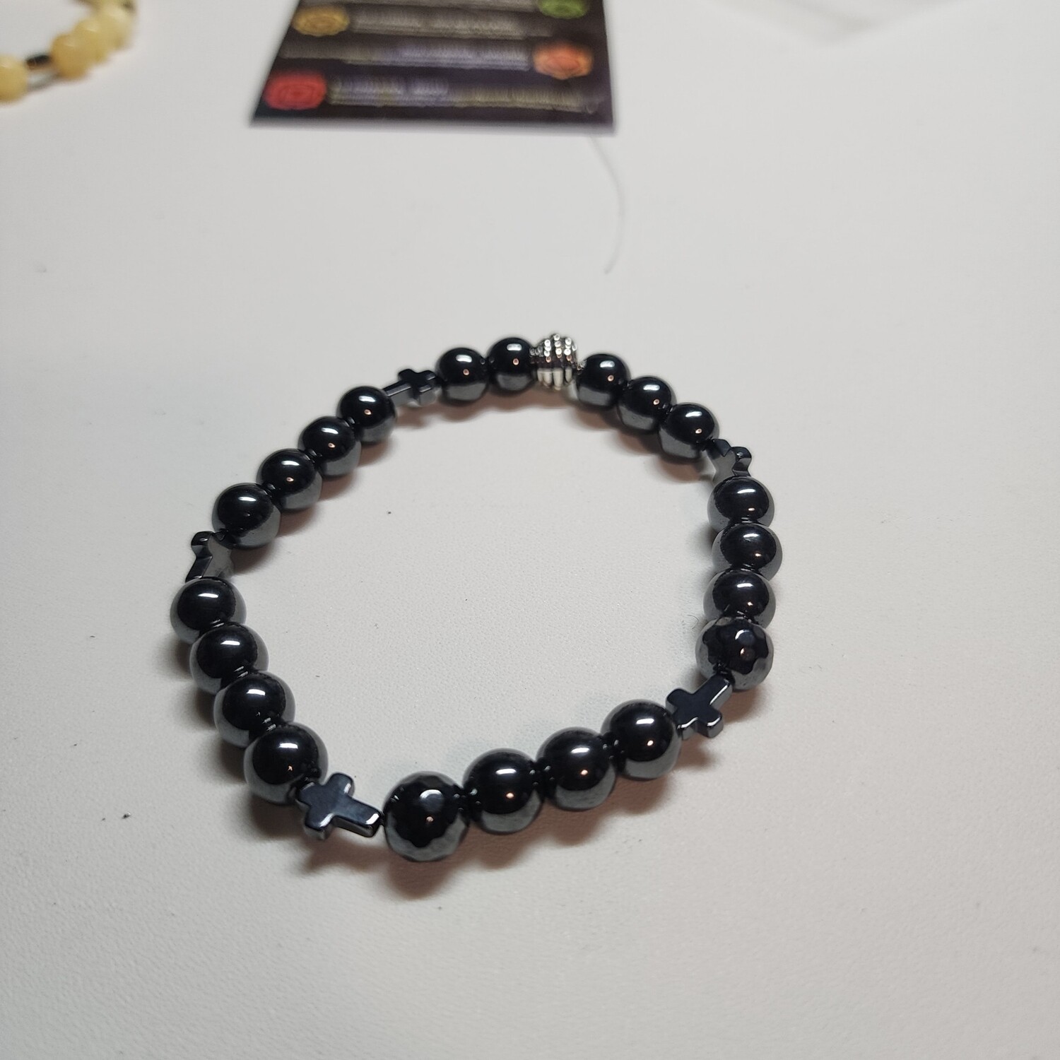 Black hematite with cross spacers 