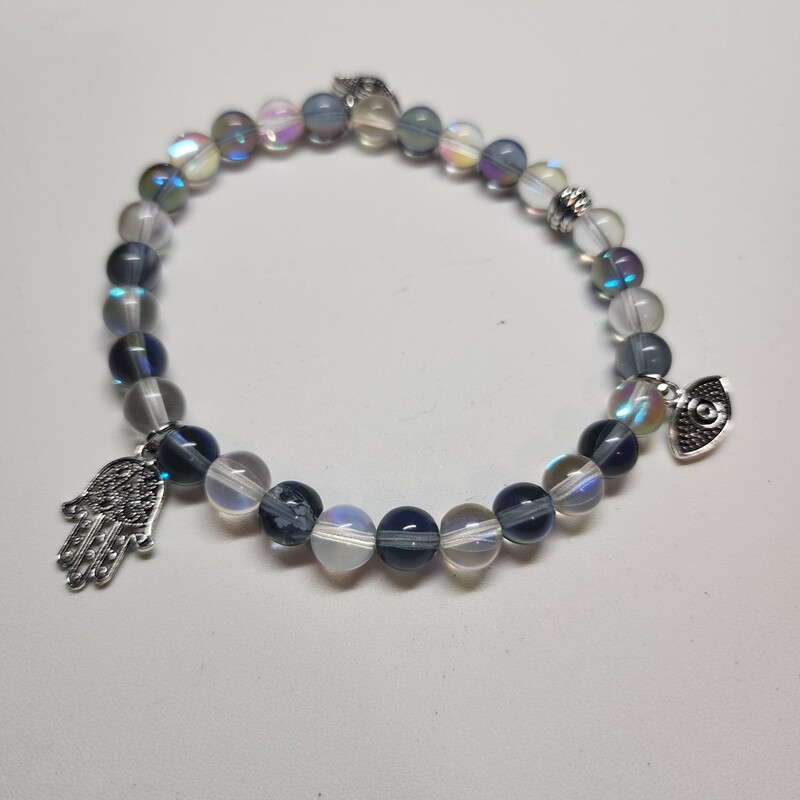 Clear blue with clear white anklet