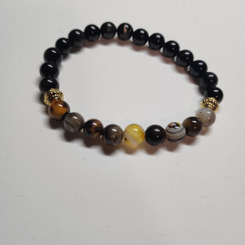 Black obsidian and marble jade