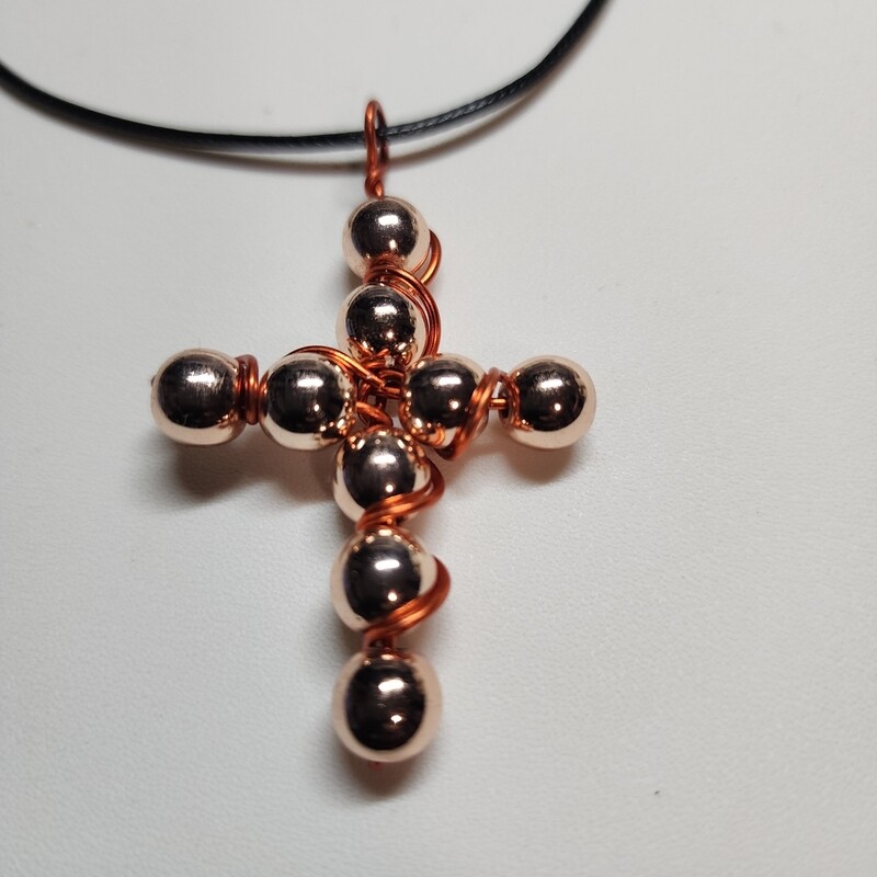 Rose gold hematite cross