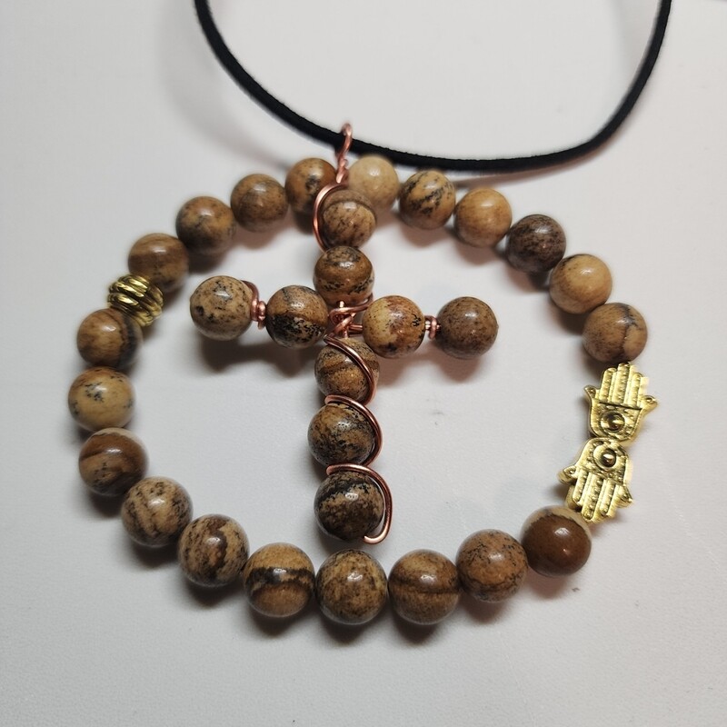Jasper bracelet and cross