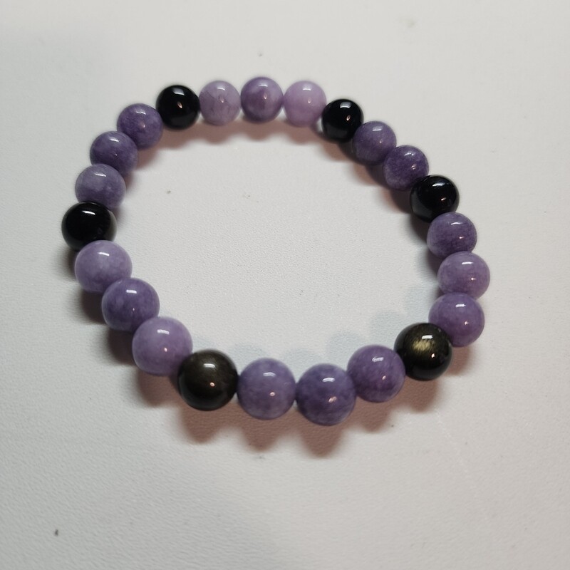 Lavender quartz and golden obsidian bracelet