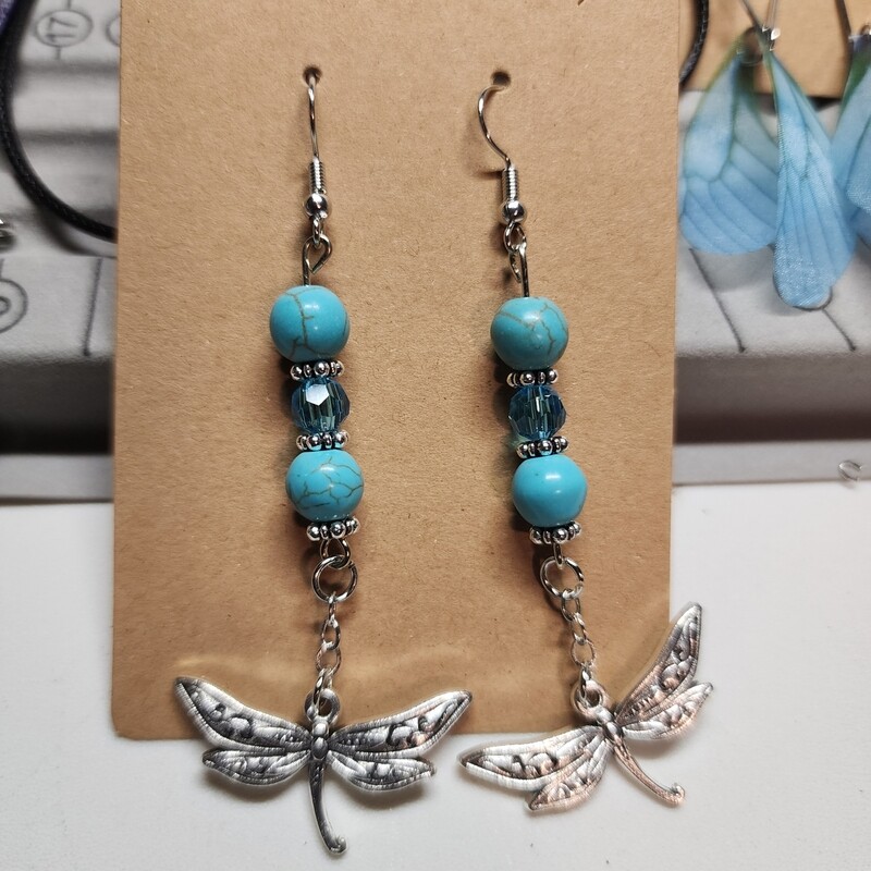 Dragonfly pendant earrings