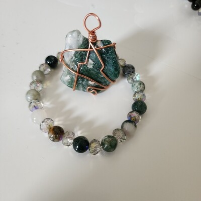 Wrapped stone and bracelet set