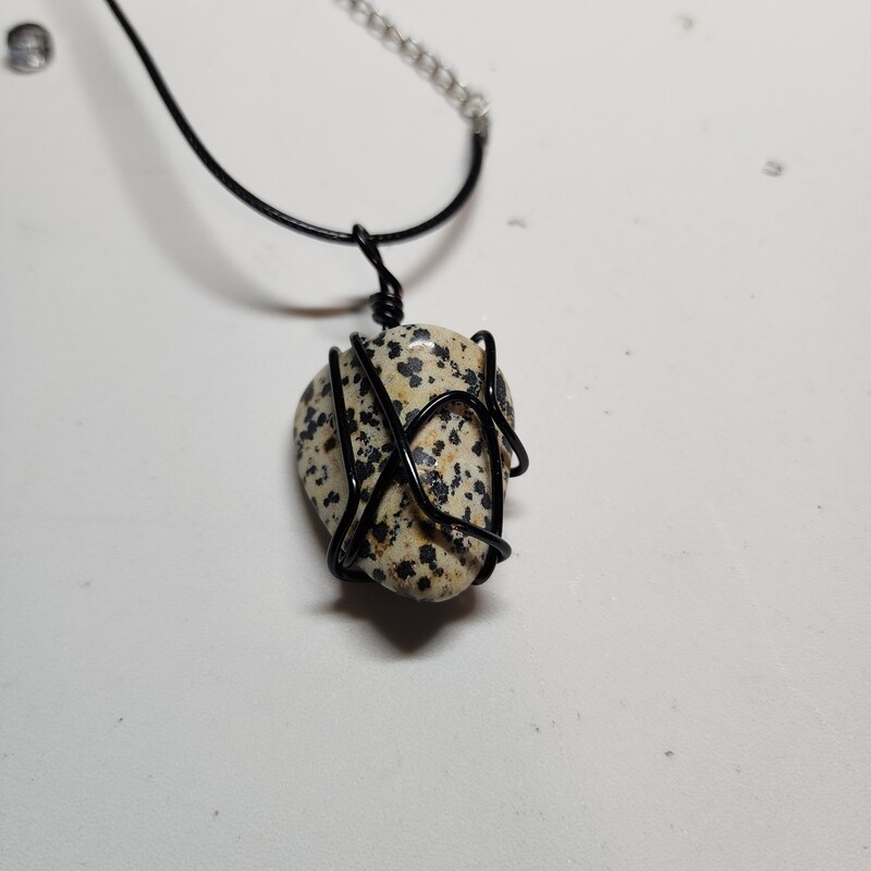 Dalmatian Jasper wrapped stone