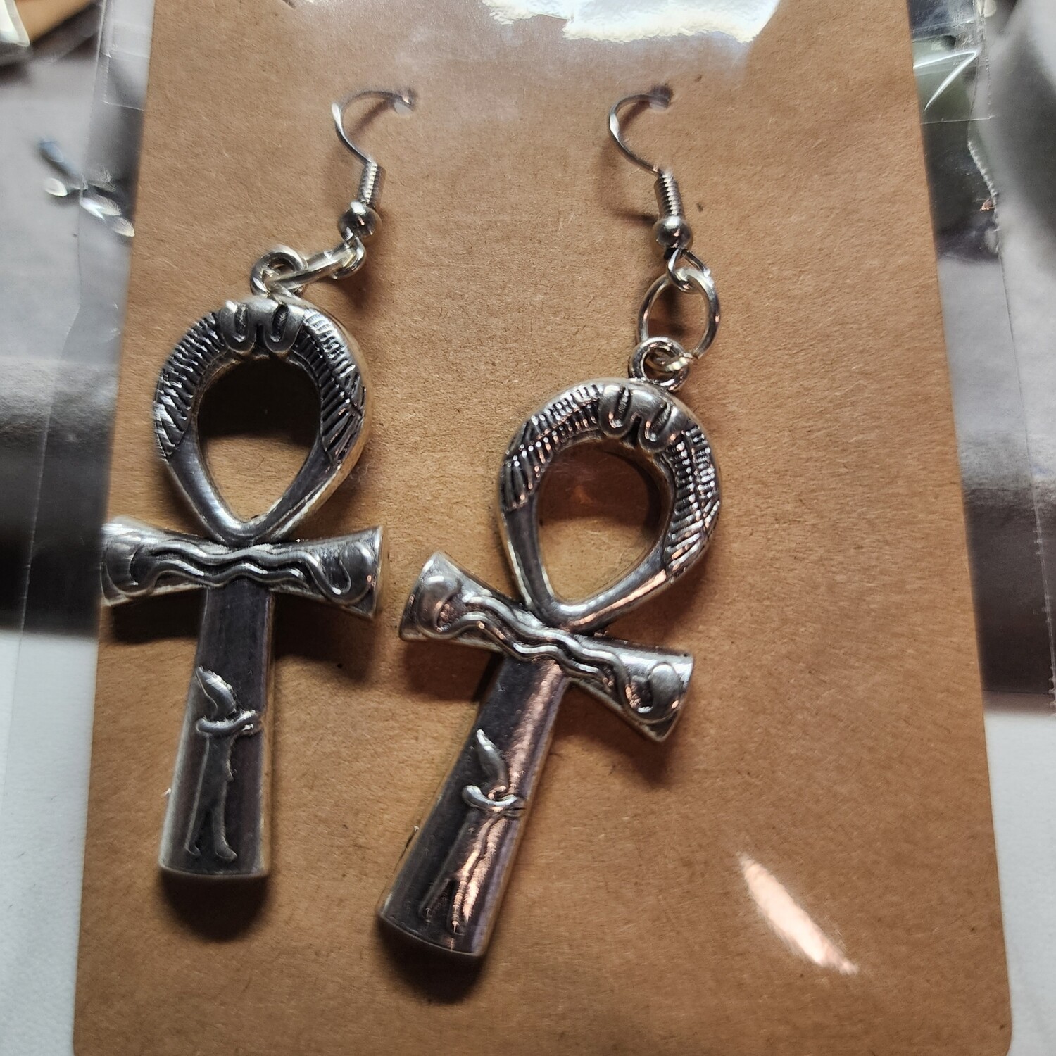Silver ankh earrings