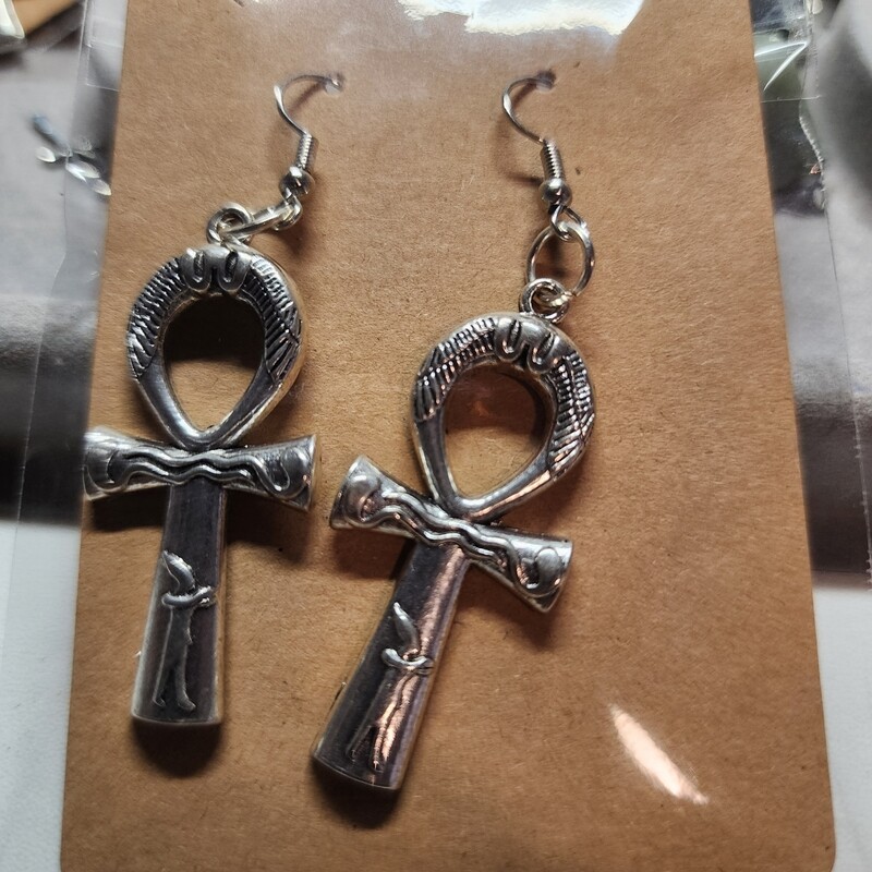 Silver ankh earrings
