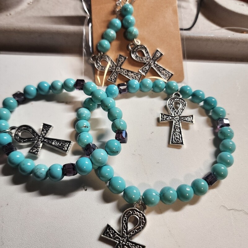 Turquoise anklet earring and bracelet set