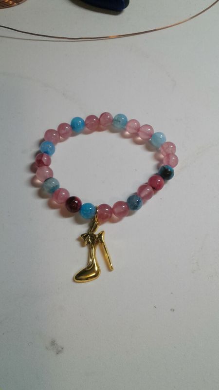 Pink and blue marble Jasper bracelet