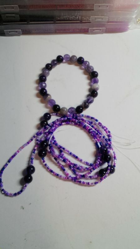 Purple waistbead with amethyst bracelet