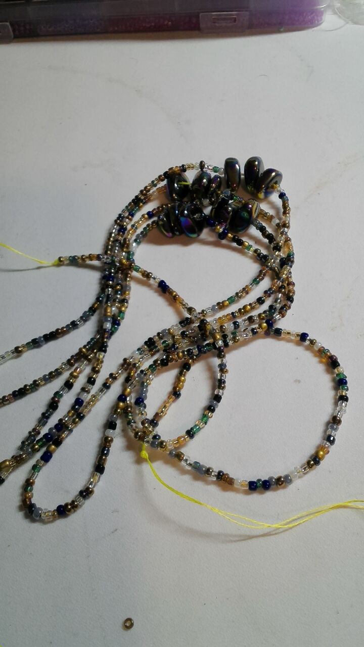 Rainbow hematite waistbead