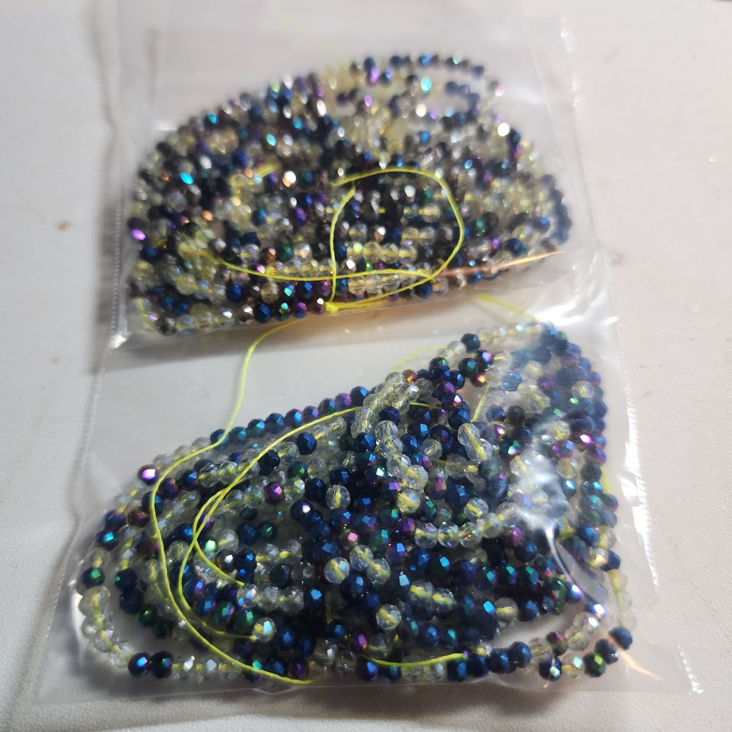 Blue and clear waist bead