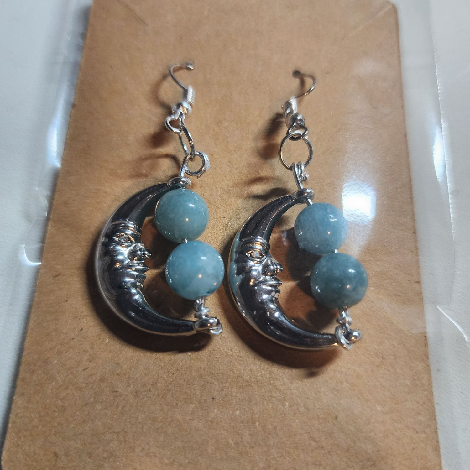 Blue apatite moon earrings