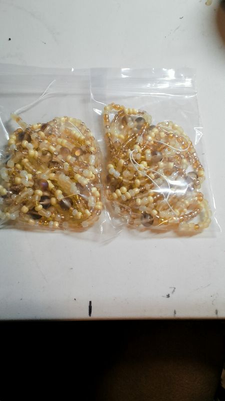 Butterscotch waist bead with 8mm jade bead