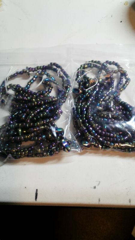 Black rainbow waist bead with hematite spacers